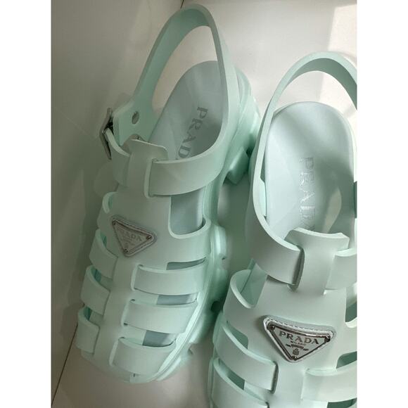 Prada Chunky Platform Jelly Sandals in Mint Green - Brand New, Size 38 with Box - Picture 3 of 6